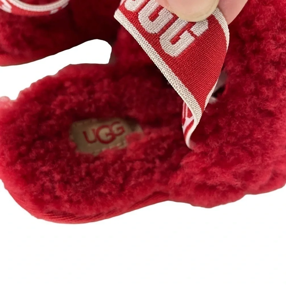 UGG Fluff Yeah Slide Sandal Toddler Ribbon‎ Red 10
